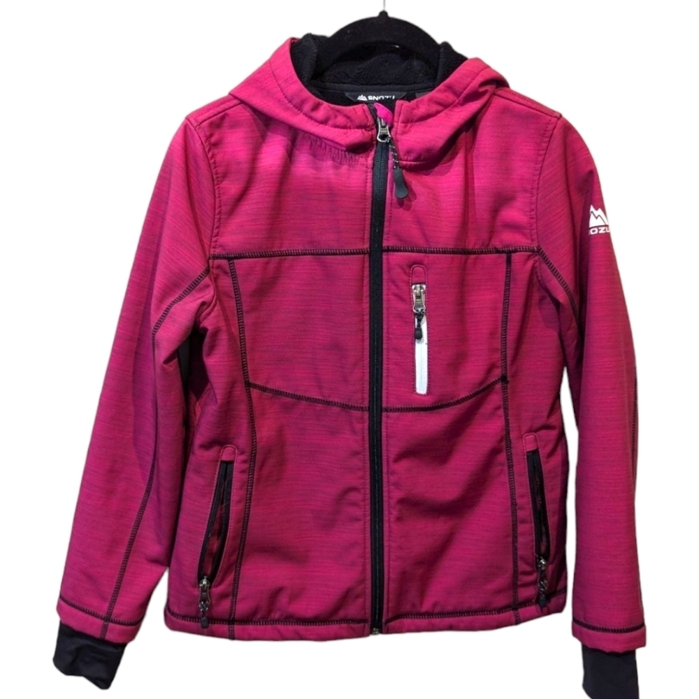 Snozu Bright Pink Full Zip Hooded Fleece Lined Coat (10-12)
